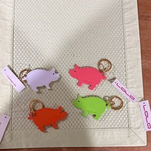 Pig Keychain Collection - Vibrant Pink, Orange, Green, White